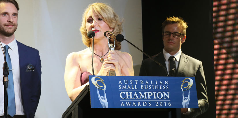 Spotscreen accepting the award for Australian Small Business Champions for Professional Medical Services